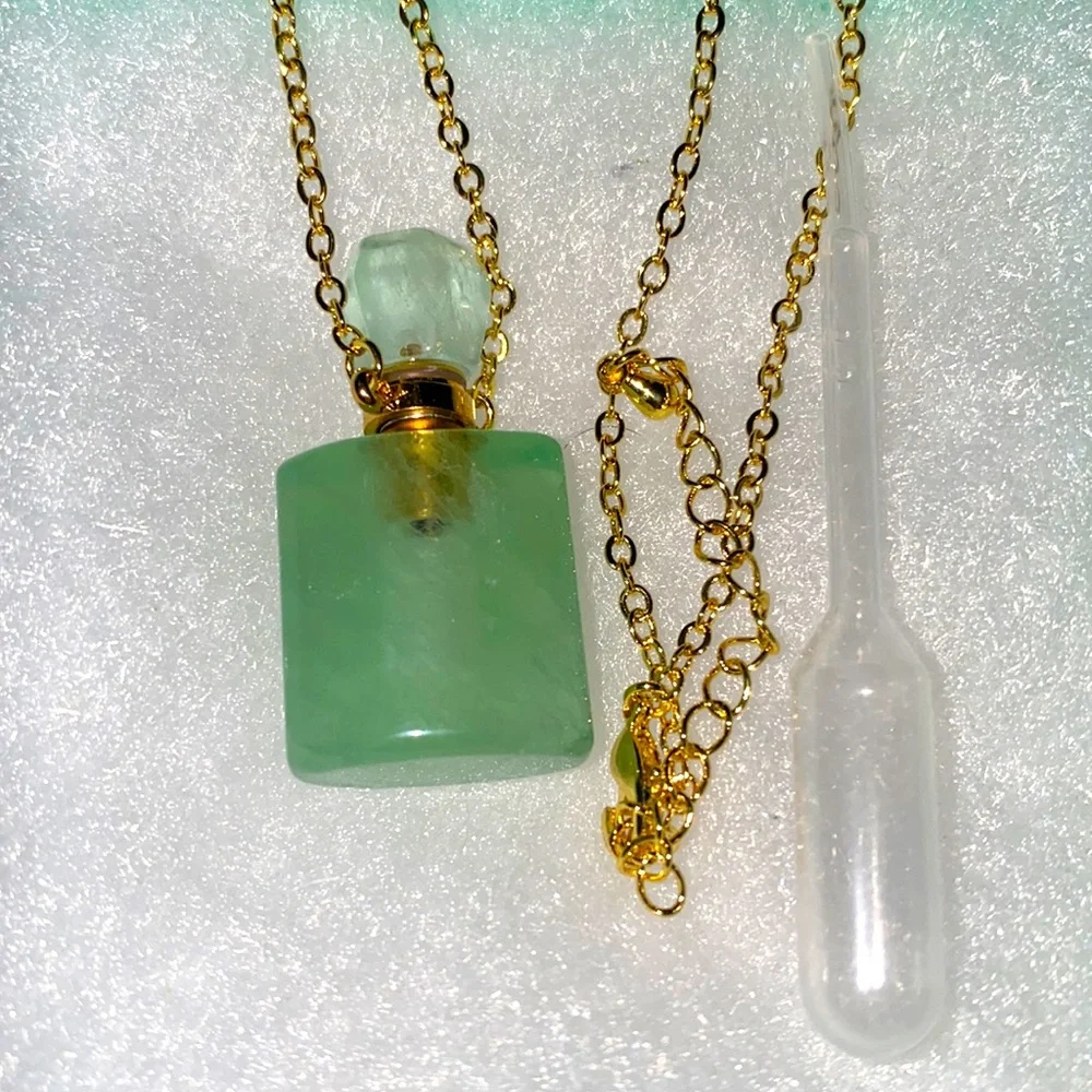 Natural Aquamarine Perfume Bottle Necklace - Picture 1 of 4
